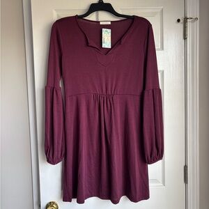 Reborn J Burgundy Long Sleeve Dress